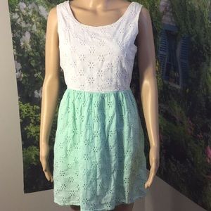 EMMELEE JUNIORS SLEEVELESS EYELET COTTON DRESS